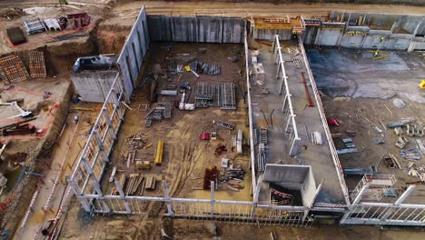 construction workers working aerial view