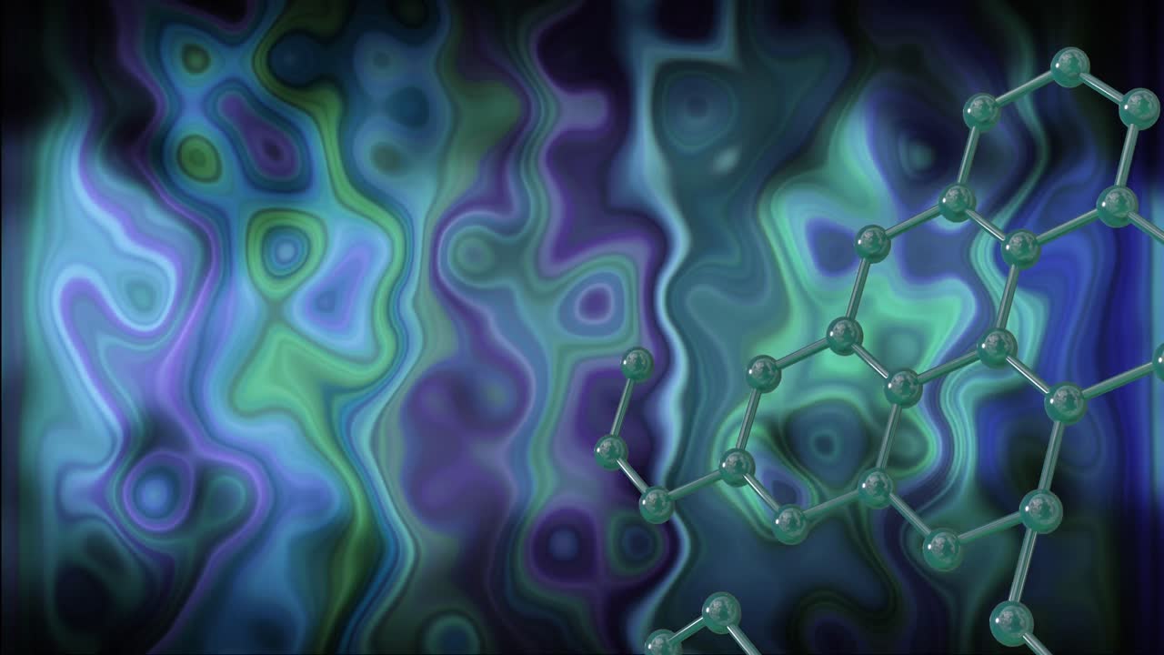 animación de micro 3d de moléculas sobre líneas brillantes de fondo