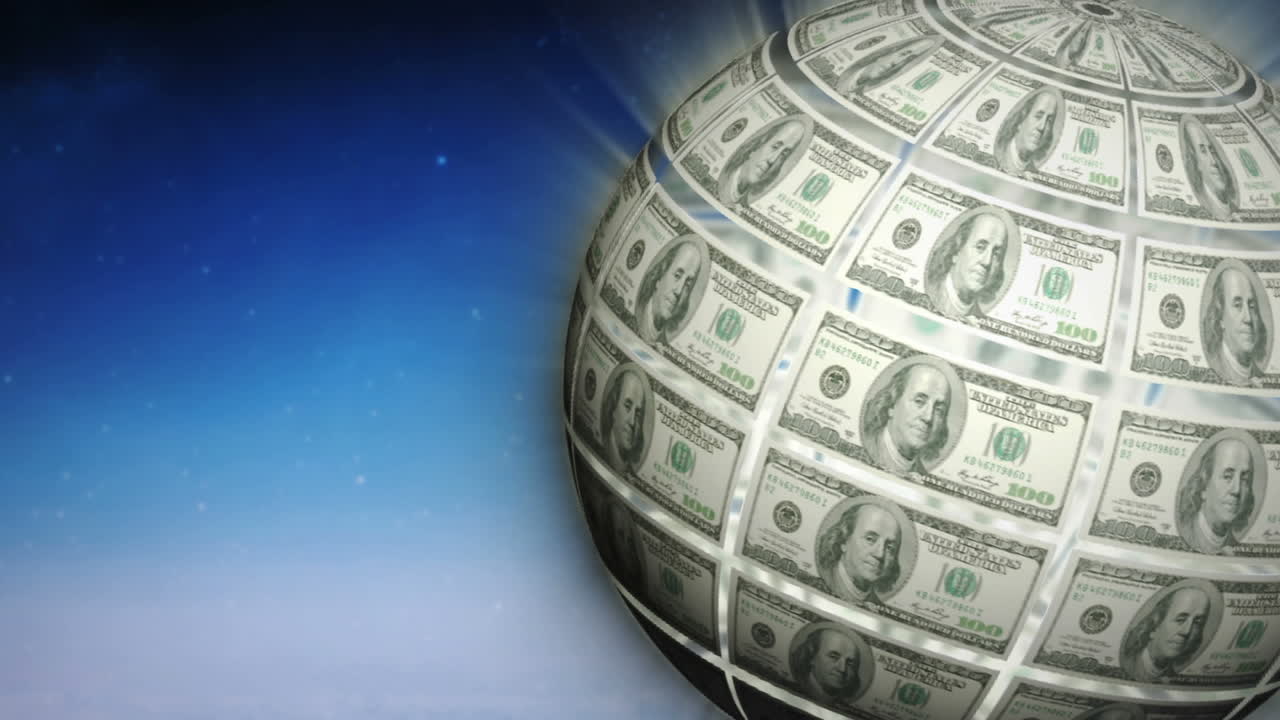 Globe made of dollars spinning