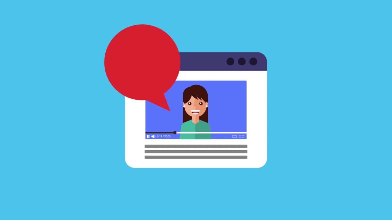 blogger influyente sonriente en el video webinar de capacitación en línea