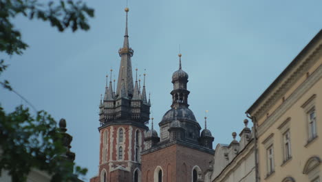 towers of st. mary's basilica, krakow, poland