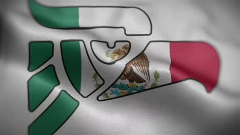 vista frontal del símbolo hecho en méxico hecho en méxico superpuesto a la bandera mexicana ondeando en hd