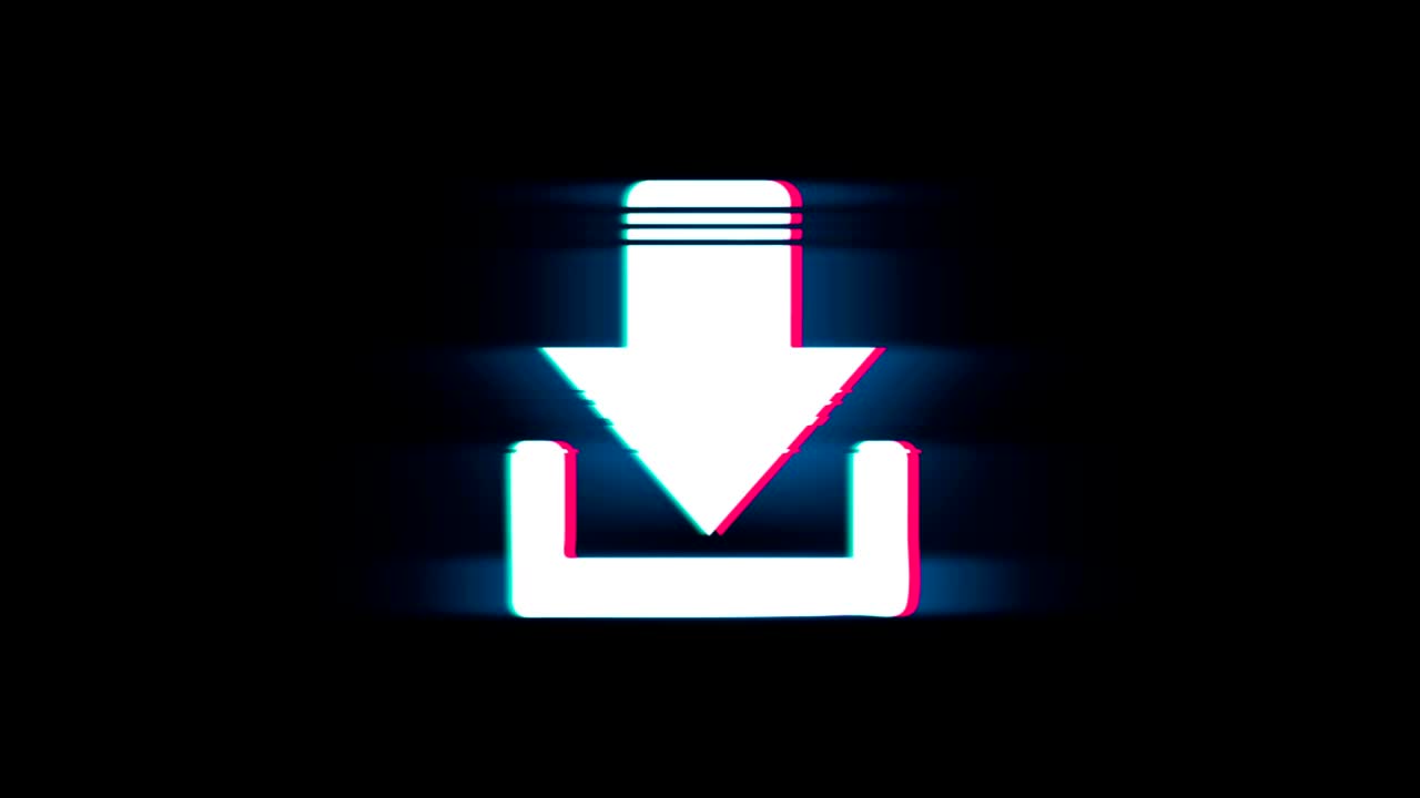 computação em nuvem, download, símbolo de armazenamento em glitch retro animação vintage.