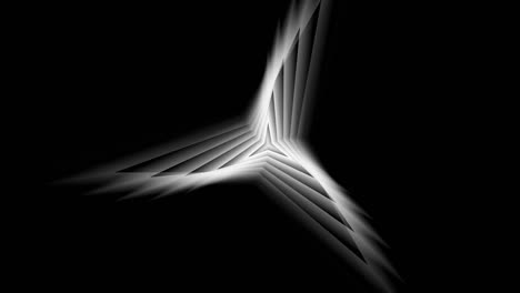 animation of three-pointed stylized star on a black background