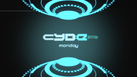 Cyber-Monday-on-digital-screen-with-HUD-elements-and-circle