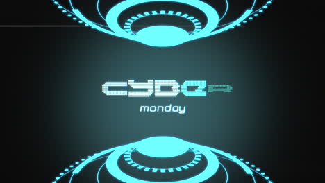 cyber monday on digital screen with hud elements and circle