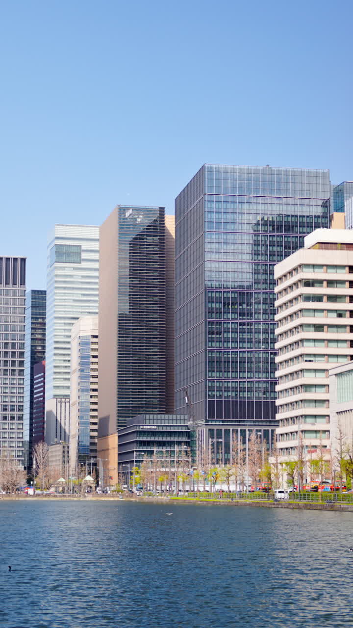 View of the Kokyo Gaien National Garden in Chiyoda, Tokyo, Japan. Vertical