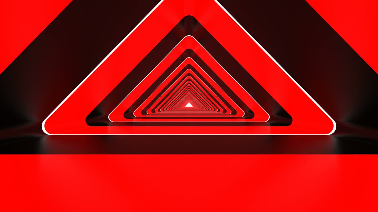 túnel de fondo futurista con triángulo de neón rojo en bucle