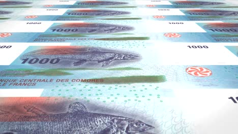 billetes de un mil francos comorenses de las comoras, dinero en efectivo, bucle