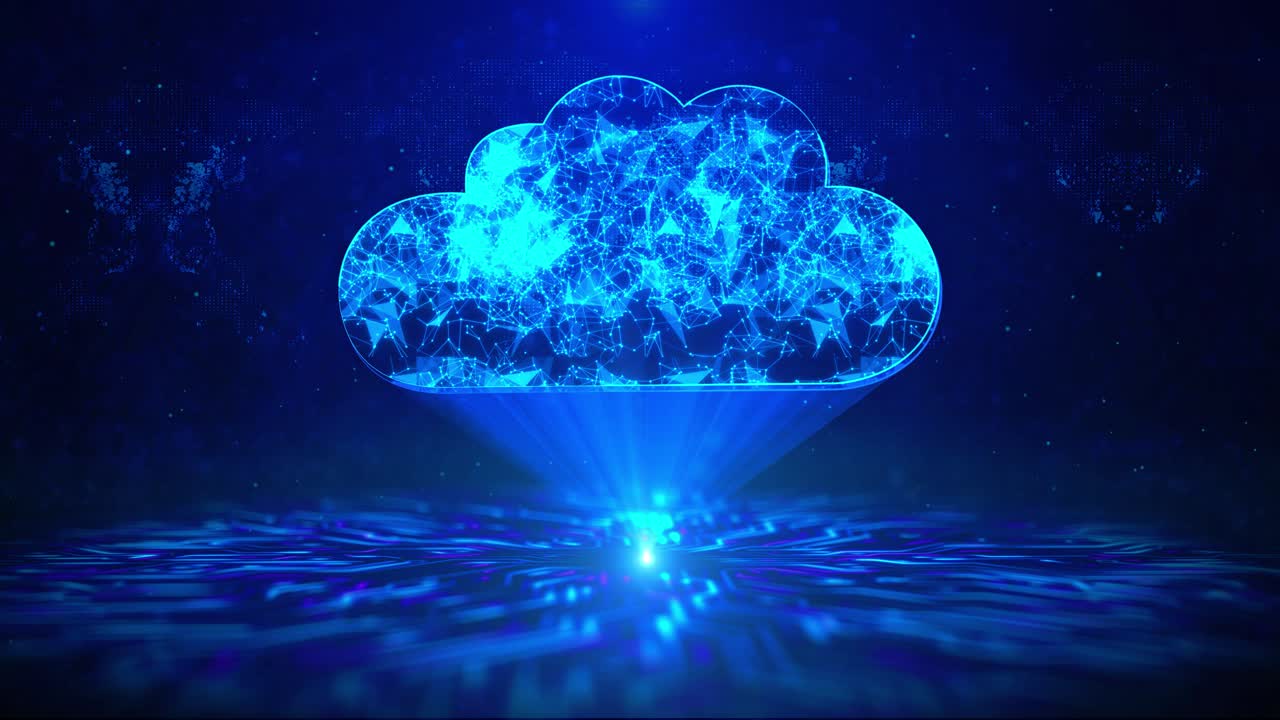 Cloud text with hud rotation digital technology interface sci fi hologram cyberspace cloud storage