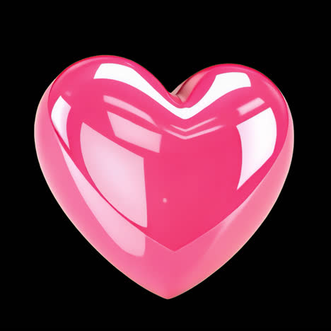 glossy pink heart illustration animation isolated asset, transparent 4k video, alpha channel, prores