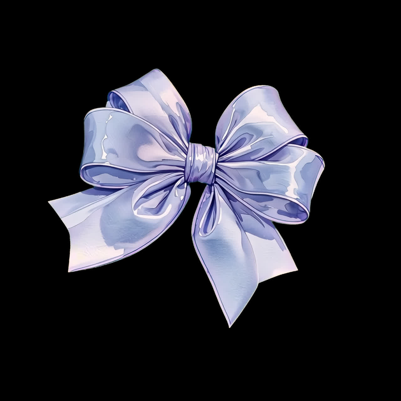 Glossy lavender gift bow animation isolated asset, transparent 4K video, alpha channel, ProRes 4444