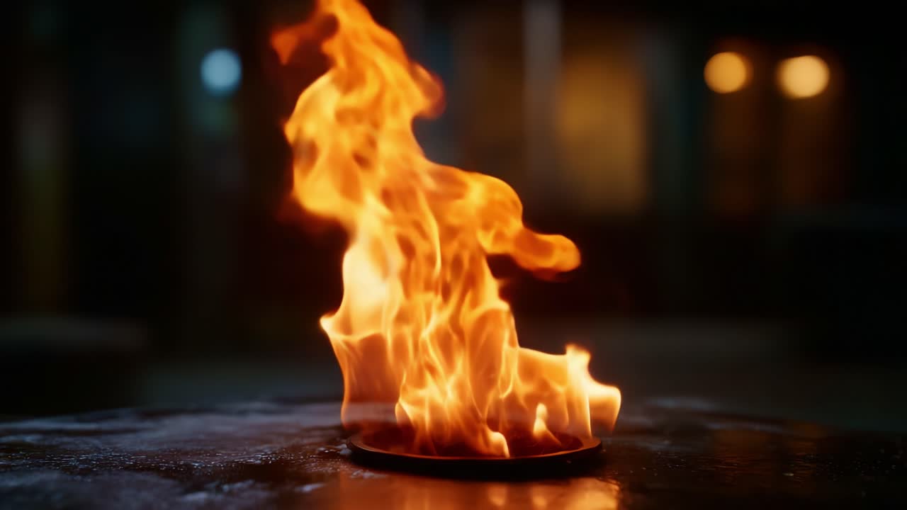 Captivating Flames Dancing in the Dark: A Beautiful Display of Fire's Unpredictable Movement and Energy in a Dimly Lit Environment