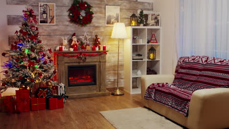 room with traditional decoration for christmas celebration