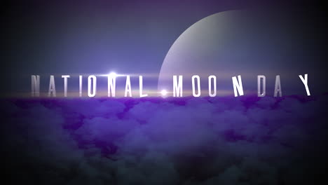 día nacional de la luna con un gran planeta y una nube púrpura en la galaxia oscura