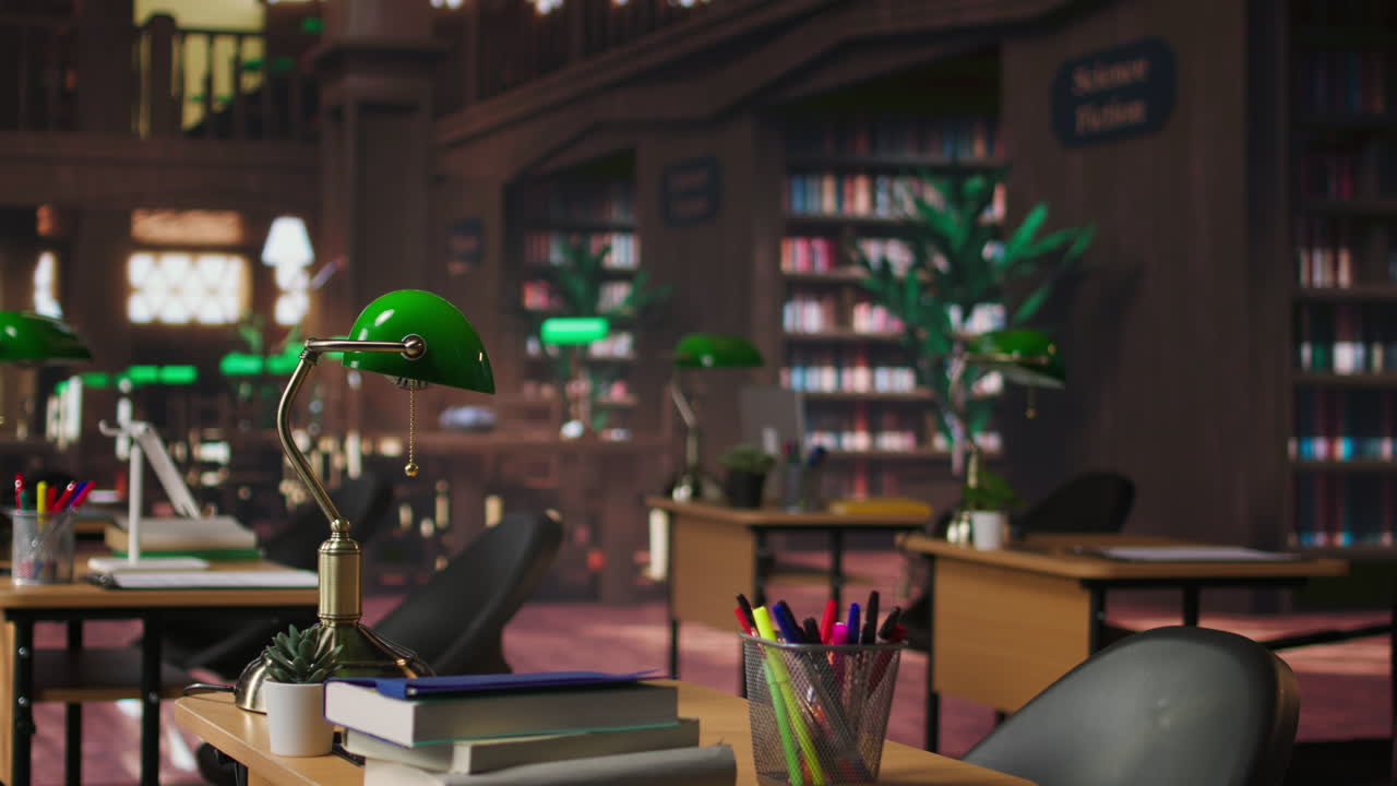 acogedora sala de estudio de la biblioteca vintage