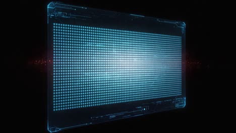 futuristic digital interfaces: transitioning from complex data streams to simplified grid displays in a high-tech environment