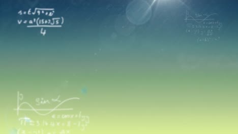 animación de ecuaciones matemáticas sobre un fondo azul