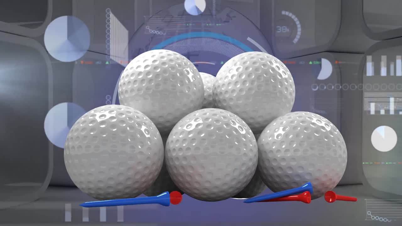 데이터 프로세싱과 지구를 통해 골프 공의 애니메이션