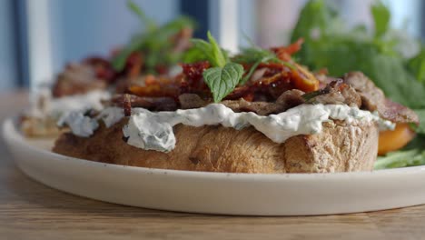 delicious lamb sandwich with salad
