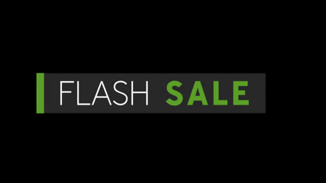 texto de venta de flash blanco y verde que aparece contra una pantalla negra