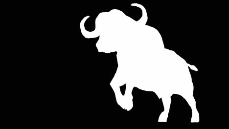 a buffalo running on black background with alpha channel included at the end of the video, 3d animation, perspective view, animated animals, seamless loop animation