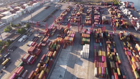 an aerial shot of cargo containers at the seaport of buenos aires, argentina