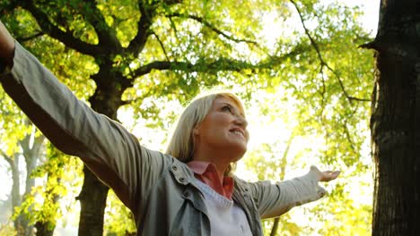 happy woman in park