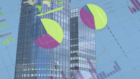 animation of data processing over cityscape