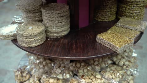 variety of yummy candy on shelves