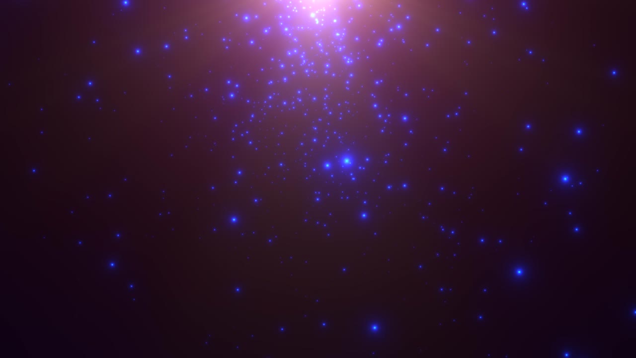 pequeñas partículas azules y estrellas en fondo oscuro