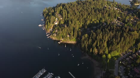 beautiful sunset light in deep cove british columbia