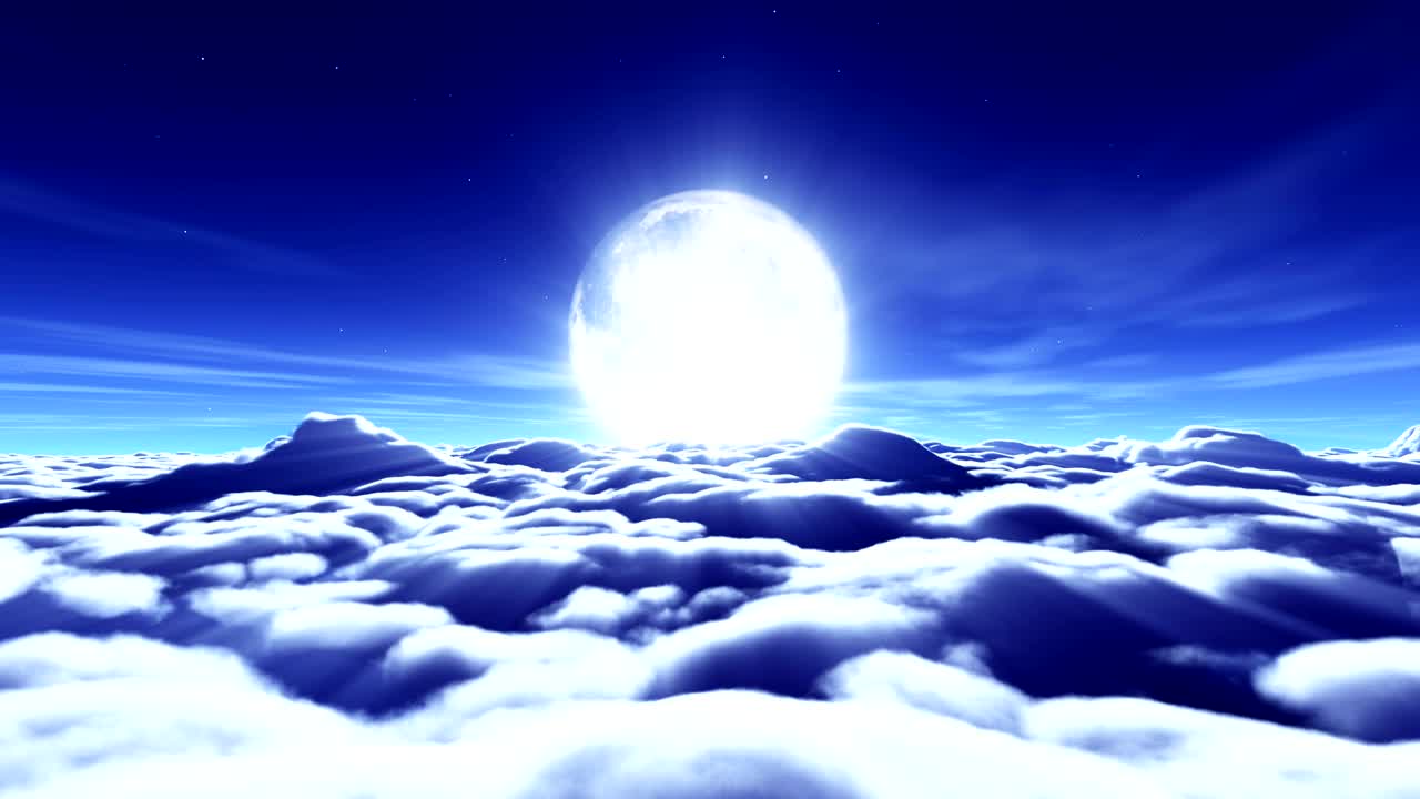 구름과 달에서 날아가는 꿈 4k