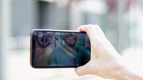 cheerful friends during video chat