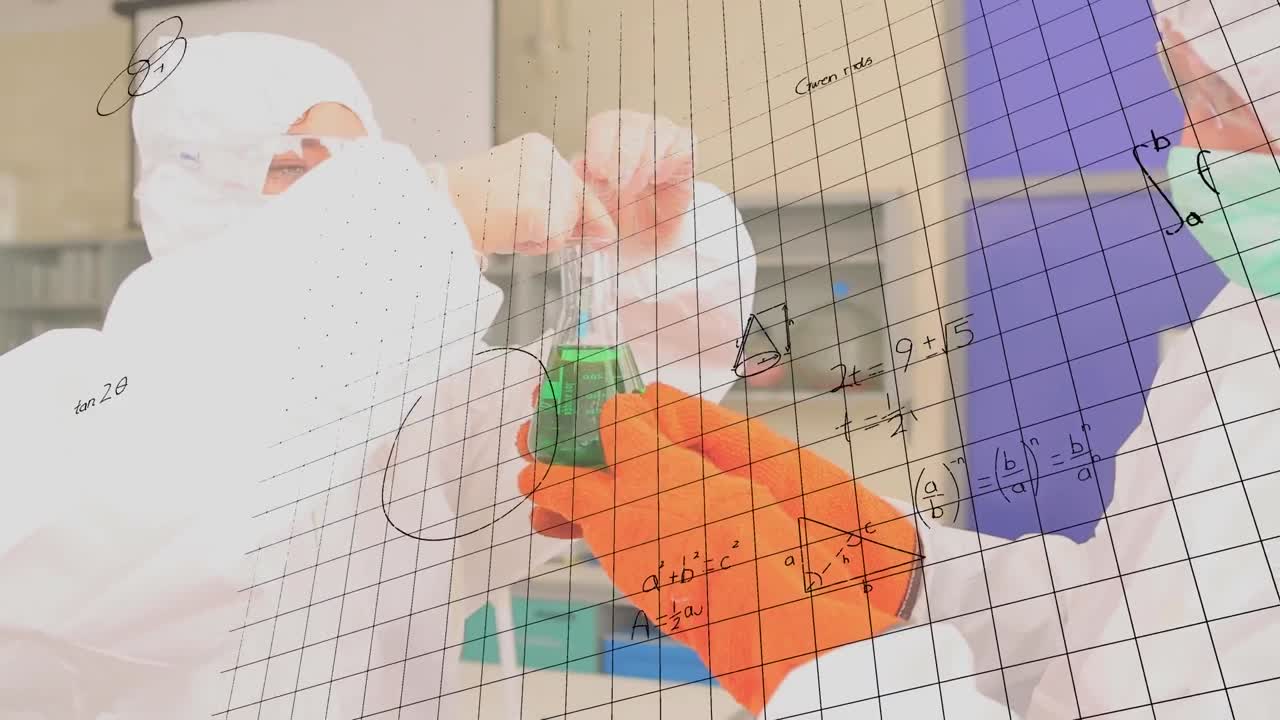 코카시안 과학자 들 위 에 있는 수학적 방정식 의 애니메이션