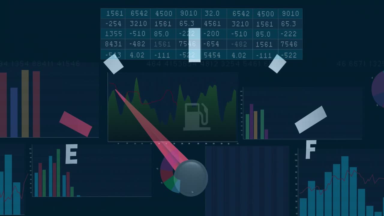 자동차 패널 위의 데이터 처리의 애니메이션
