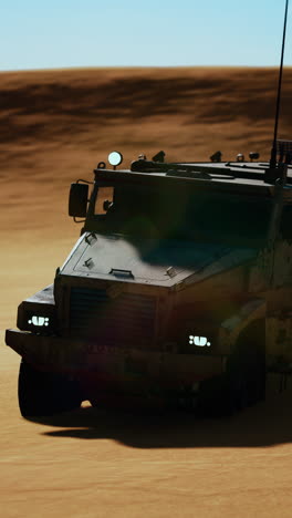 armored military truck in the desert