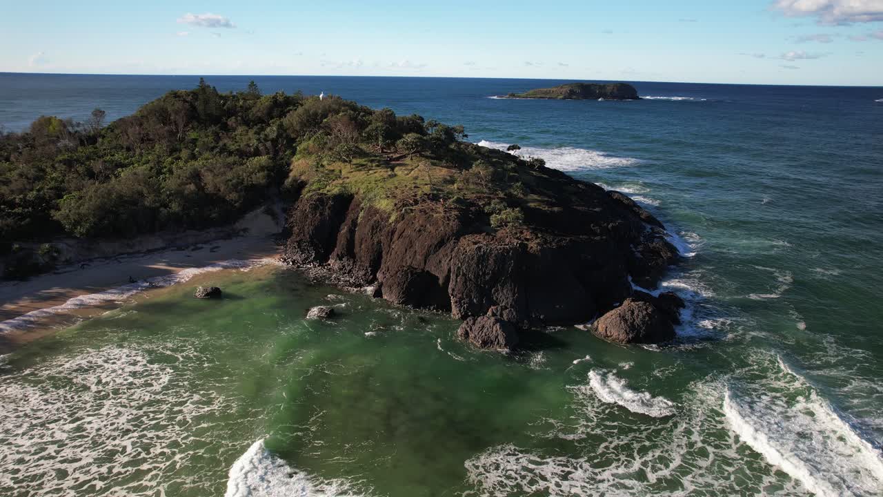 Fingal Headland And Seascape In NSW, Australia - Drone Shot