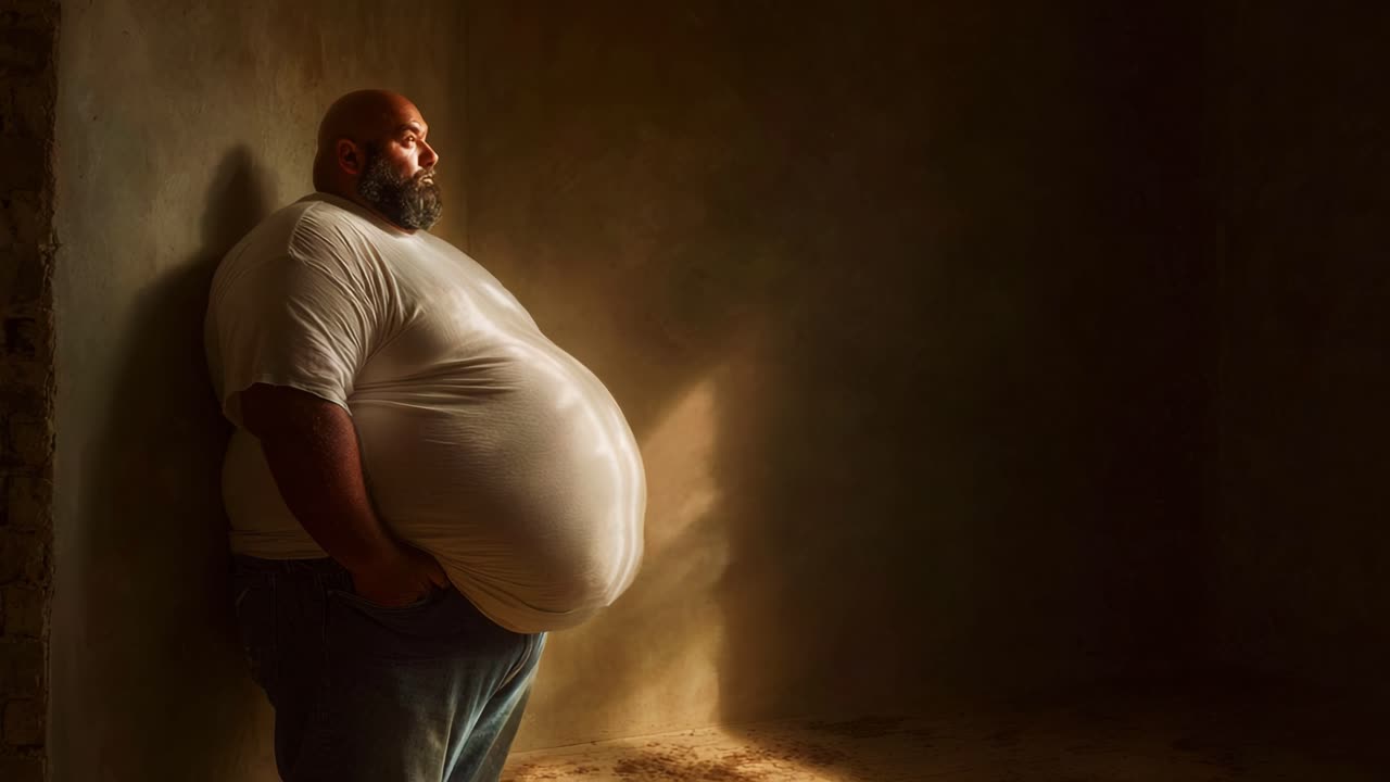 A contemplative moment captured in soft light, highlighting the serene presence of an individual standing in a dimly lit, empty room, embodying introspection and stillness