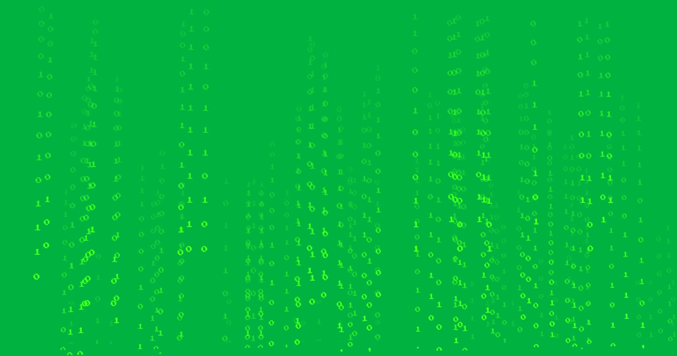 Animatie van groene binaire code dataverwerking op transparante achtergrond