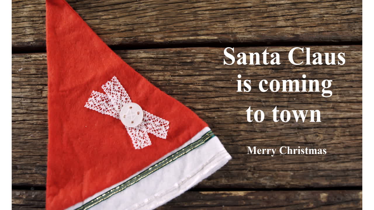 산타클로스가 마을에 와서 크리스마스 모자