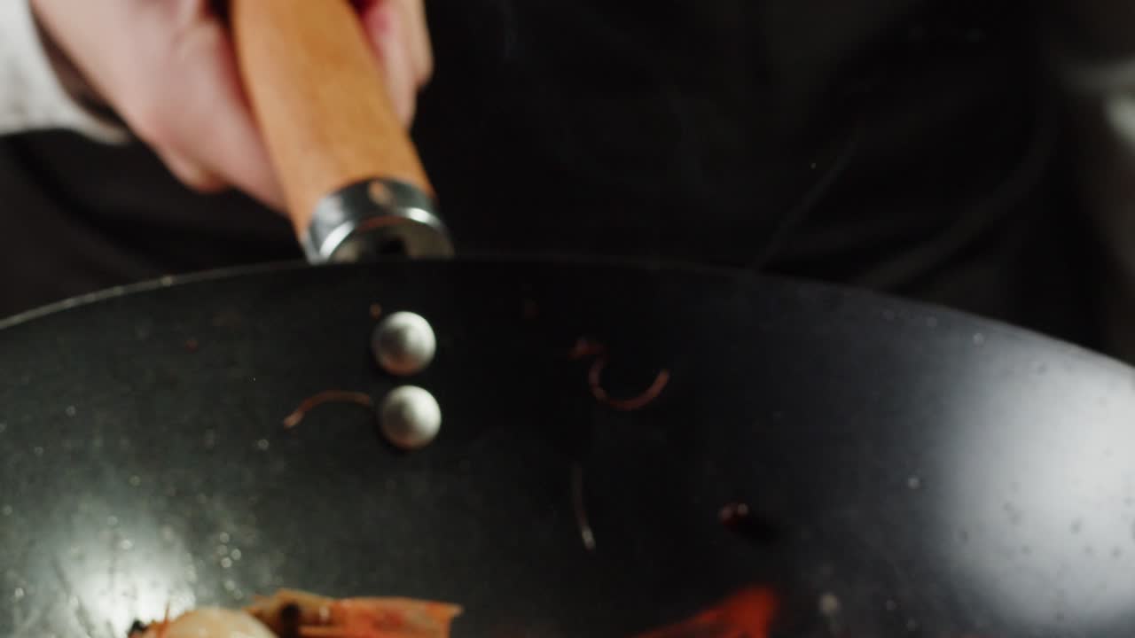 Cooking Shrimp in a Wok