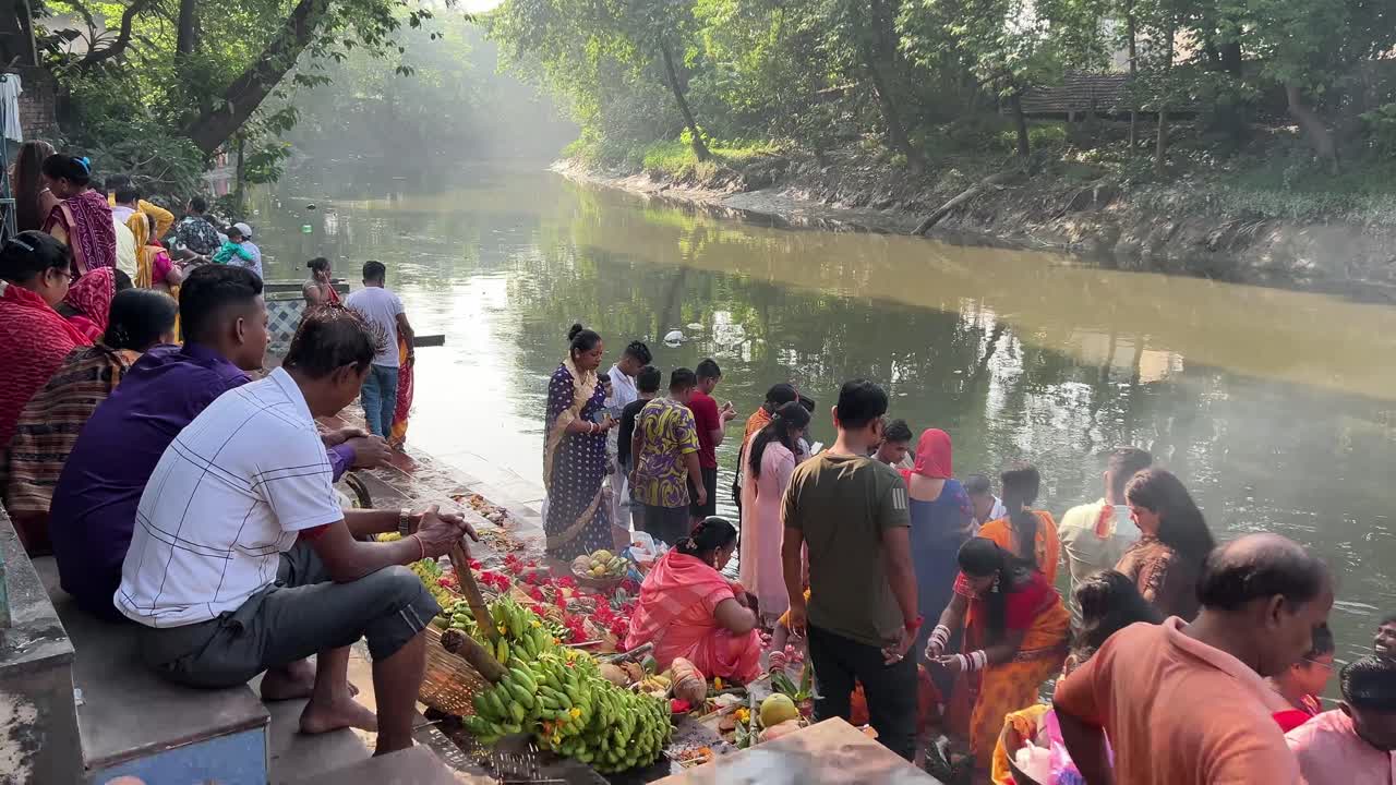 Hindu Religious Ceremony at Riverbank