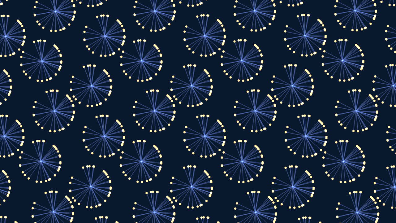 Enchanting floating dots blue and white pattern on black background