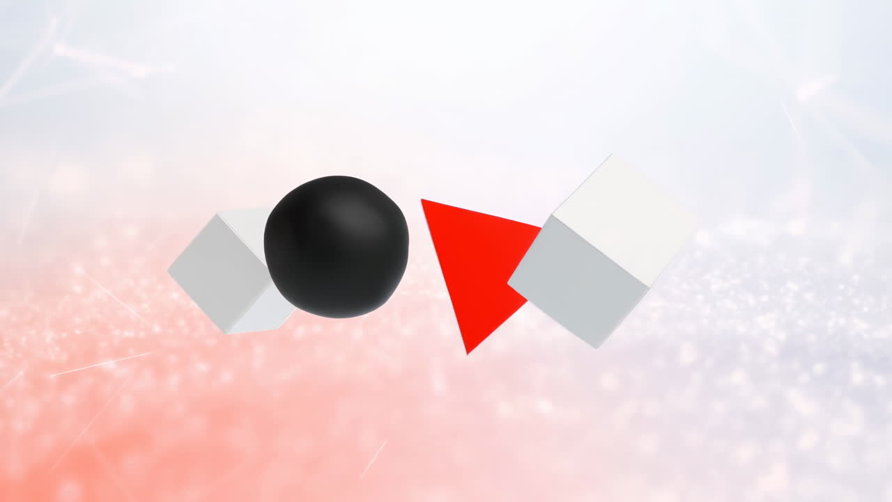 Abstrakte 3D geometriske former i bevægelse på en ren baggrund.
