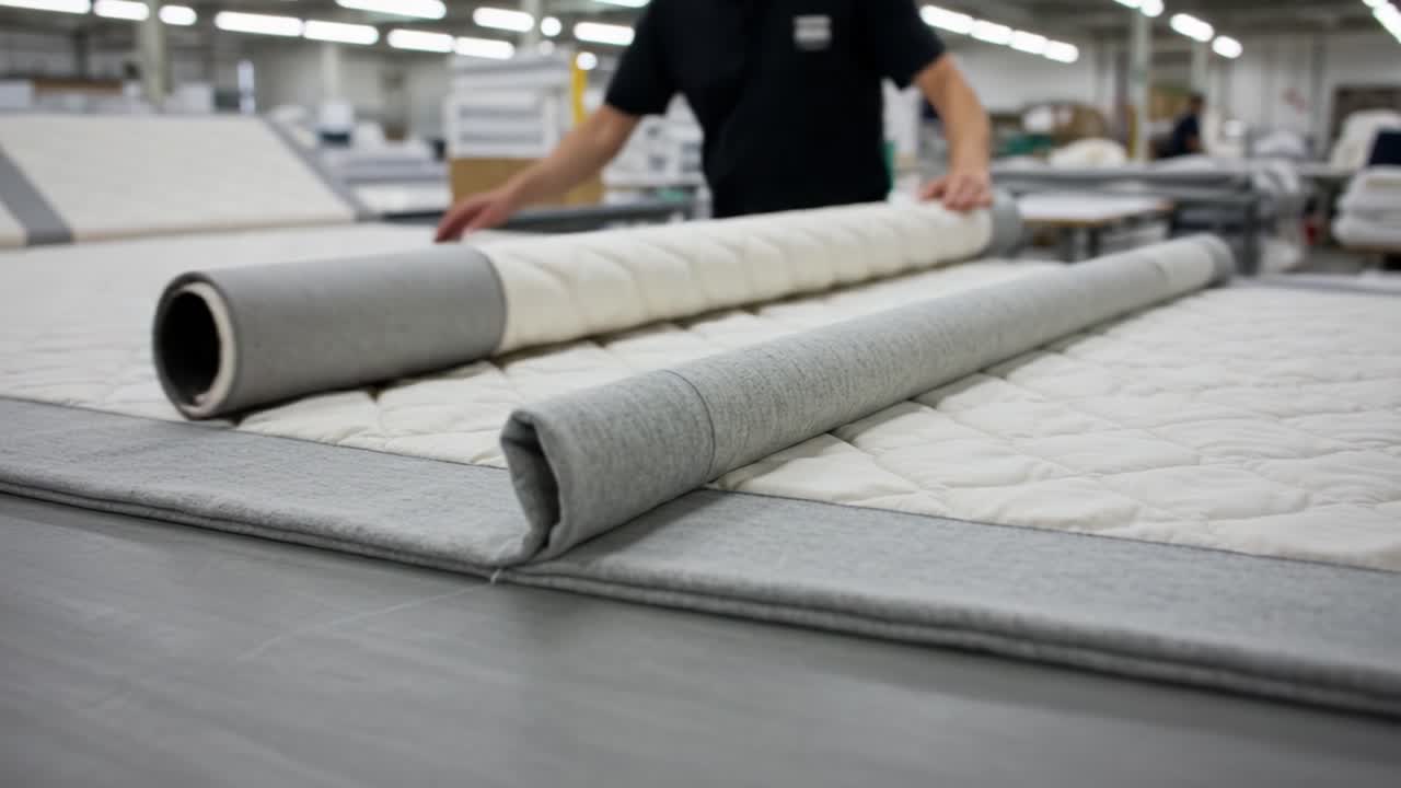 Manufacturing Process of High-Quality Mattresses: A Close-Up of the Rolling Technique Utilized in Modern Fabrication Techniques