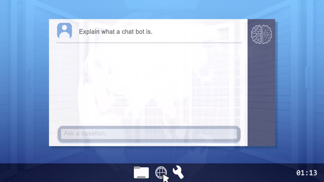 Animation of ai text and icon over globe and data processing