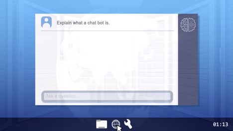 animación de un texto e icono en el globo y procesamiento de datos