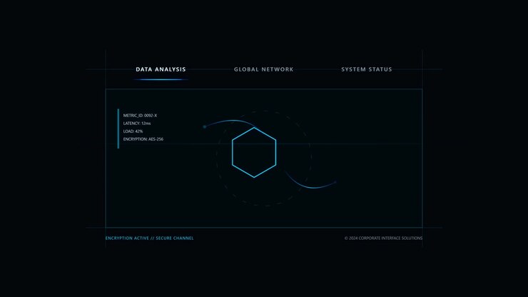 Antarmuka Analisis Data Digital Futuristik dengan Grafik Heksagonal