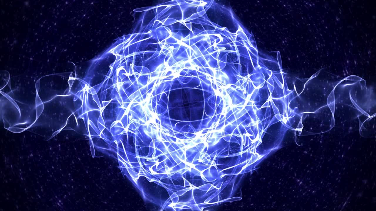 partículas azules vacías fibras y anillo de fondo, bucle